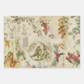 ヴィンテージホリー&ファーザークリスマスエフェメラコラージュ ラッピングペーパーシート (正面2)