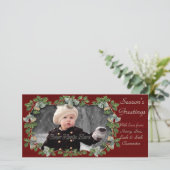 ヴィンテージホリー&ベルズクリスマスフォトカードホリデー シーズンカード (スタンド正面)