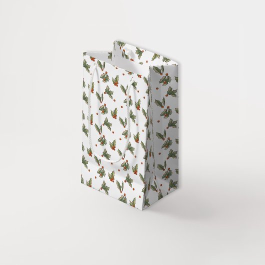 ヴィンテージホリ図解入りの、写真付きのーホリデークリスマス スモールペーパーバッグ