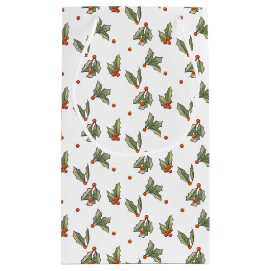 ヴィンテージホリ図解入りの、写真付きのーホリデークリスマス スモールペーパーバッグ (裏面)