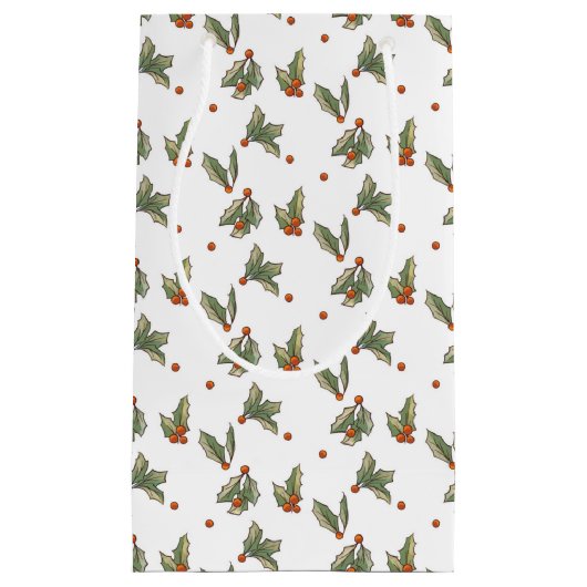 ヴィンテージホリ図解入りの、写真付きのーホリデークリスマス スモールペーパーバッグ (正面)