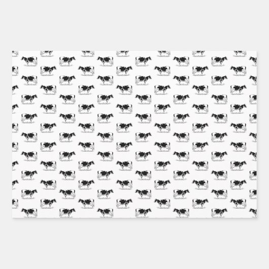 ヴィンテージホルスタインカスタム牛の背景色 ラッピングペーパーシート (正面)