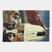 ヴィンテージホルスタイン乳牛の乳業 キッチンタオル (横)