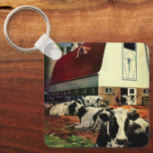 ヴィンテージホルスタイン乳牛の乳業 キーホルダー (正面)