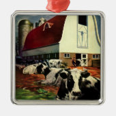 ヴィンテージホルスタイン乳牛の乳業 メタルオーナメント (正面)