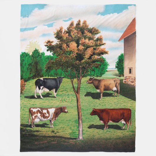 ヴィンテージホルスタイン、ジャージー、Ayrshireおよびショートホーン フリースブランケット (正面)