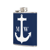 ヴィンテージホワイトいかりネイビーブルー結婚背景 フラスク (左)