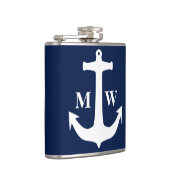 ヴィンテージホワイトいかりネイビーブルー結婚背景 フラスク (右)