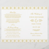 ヴィンテージホワイトおよび金ゴールドアールデコ結婚式 プログラム (正面)