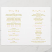 ヴィンテージホワイトおよび金ゴールドアールデコ結婚式 プログラム (裏面)