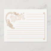 ヴィンテージホワイトおよび金ゴールドレシピカード ポストカード (正面)