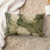 ヴィンテージホワイトアジサイ、タペストリールック ランバークッション (ブランケット)