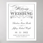 ヴィンテージホワイトエレガントなウェディングウェルカムサインWT313 ポスター (正面)