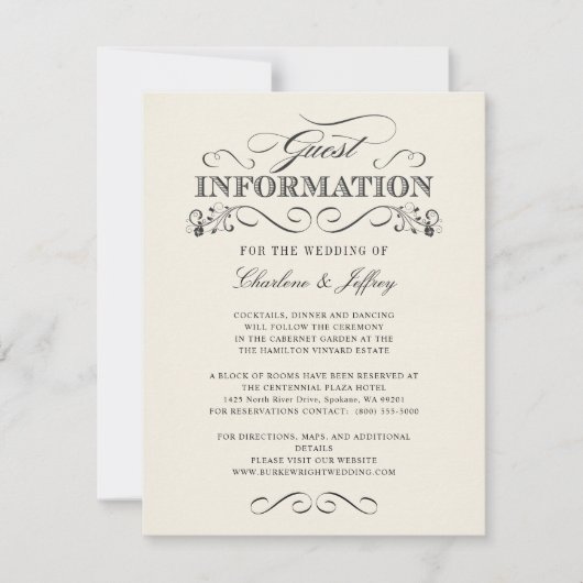 ヴィンテージホワイトエレガントな結婚情報WT313 招待状 (正面)