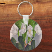ヴィンテージホワイトオーキッドアングロアユニフローラリンデニア キーホルダー (正面)