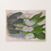 ヴィンテージホワイトオーキッドアングロアユニフローラリンデニア ジグソーパズル (横)