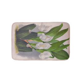 ヴィンテージホワイトオーキッドアングロアユニフローラリンデニア バスマット