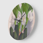 ヴィンテージホワイトオーキッドアングロアユニフローラリンデニア ラージ壁時計 (傾斜)