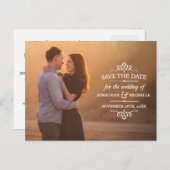 ヴィンテージホワイトオーバーレイ写真の保存日付 案内ポストカード (正面/裏面)