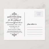 ヴィンテージホワイトオーバーレイ写真の保存日付 案内ポストカード (裏面)