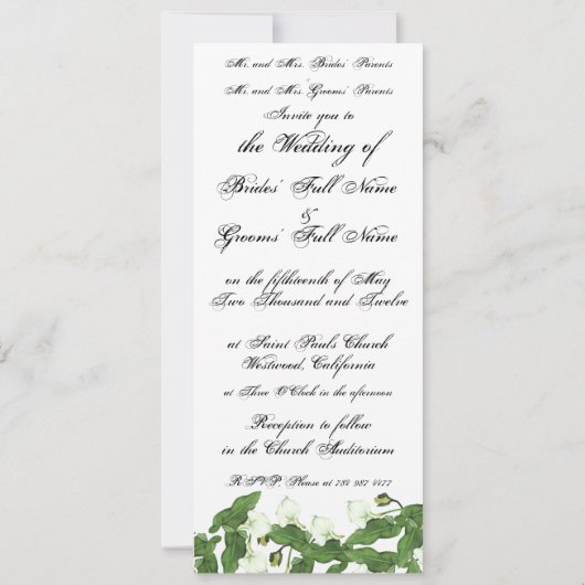 ヴィンテージホワイトカラリリーフラワー結婚式招待状 招待状 (裏面)