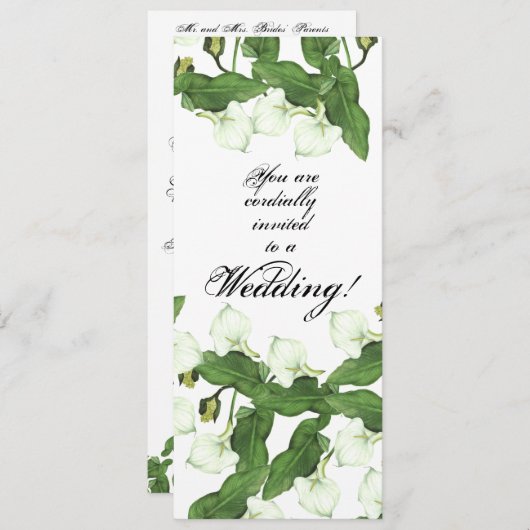 ヴィンテージホワイトカラリリーフラワー結婚式招待状 招待状 (正面/裏面)