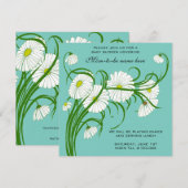 ヴィンテージホワイトガーベラデイジーフラワーズボーイベビーシャワー 招待状 (正面/裏面)