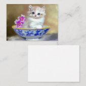 ヴィンテージホワイトキッテンイラストレーション エンクロージャーカード (正面/裏面)