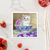 ヴィンテージホワイトキッテンイラストレーション スタンダードカクテルナプキン (インサイチュ)