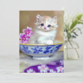 ヴィンテージホワイトキッテンイラストレーション セーブザデート (スタンド正面)