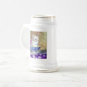 ヴィンテージホワイトキッテンイラストレーション ビールジョッキ (正面左)