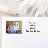 ヴィンテージホワイトキッテンイラストレーション ラベル (インサイチュ)