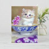 ヴィンテージホワイトキッテンイラストレーション 案内状 (スタンド正面)