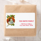 ヴィンテージホワイトキャットクリスマスホリデーラベル ラベル (インサイチュ)