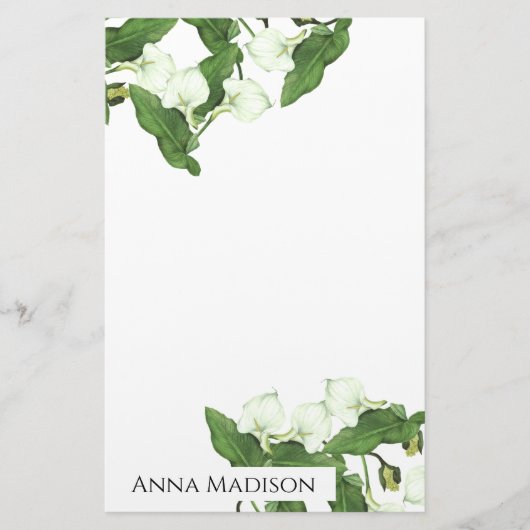 ヴィンテージホワイトキャラリーフラワーステーショナリー 便箋 (正面)