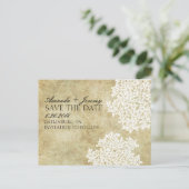 ヴィンテージホワイトクイーンアンズ・レースSave the Date 案内ポストカード (スタンド正面)