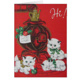 ヴィンテージホワイトクリスマスキッチンホリデーカード