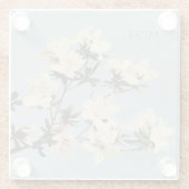 ヴィンテージホワイトクリームつつじ花モノグラム ガラスコースター (裏面)