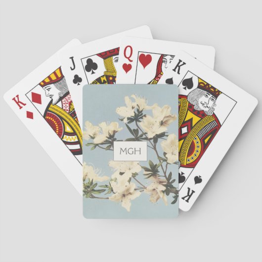 ヴィンテージホワイトクリームつつじ花モノグラム トランプ (裏面)