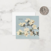 ヴィンテージホワイトクリームつつじ花モノグラム ノートカード (正面/裏面インサイチュ)