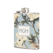 ヴィンテージホワイトクリームつつじ花モノグラム フラスク (左)