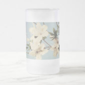 ヴィンテージホワイトクリームつつじ花モノグラム フロストグラスビールジョッキ (中央)