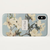 ヴィンテージホワイトクリームつつじ花モノグラム Case-Mate iPhoneケース (裏面(横))