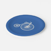 ヴィンテージホワイトサイクリングオンブルー紙プレート ペーパープレート (アングル)