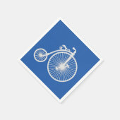 ヴィンテージホワイトサイクリングオンブルー スタンダードカクテルナプキン (角)