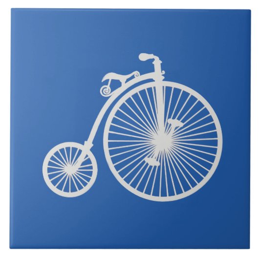 ヴィンテージホワイトサイクリングオンブルー タイル (正面)