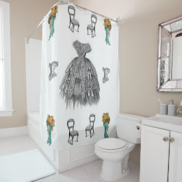 ヴィンテージホワイトシューショーカーテン シャワーカーテン