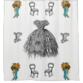 ヴィンテージホワイトシューショーカーテン シャワーカーテン (正面)