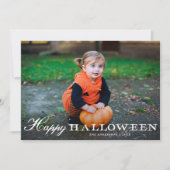 ヴィンテージホワイトスクリプトハッピーハローウィン写真 シーズンカード (正面)