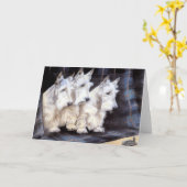 ヴィンテージホワイトスコットランドテリアズスコッツティカード カード (黄色い花)